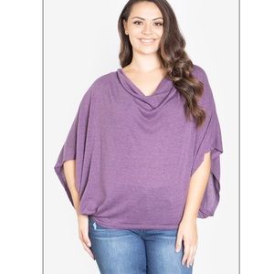 Plum Batwing drape neck top